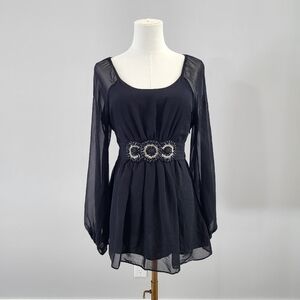 Ici New York Chiffon Mini Dress Sheer Overlay Party Size M